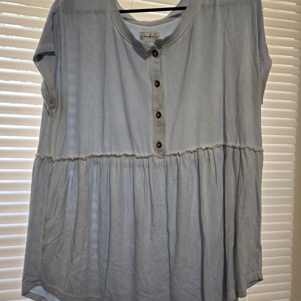 Light Blue Women's Top with Buttons